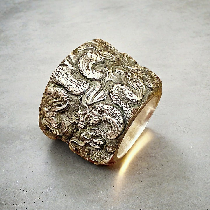 Nine Dragon Silver Ring (Item No. SR100)