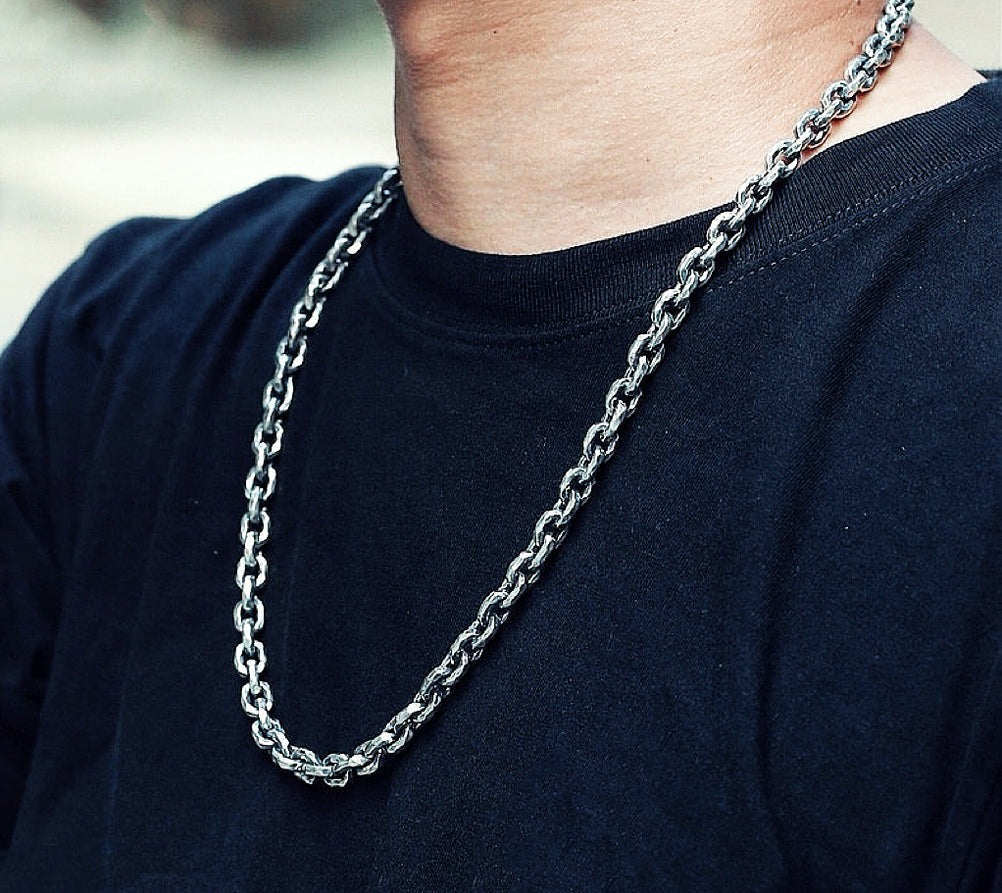 8mm Hammered Silver Necklace Chain (Item No. SN101)