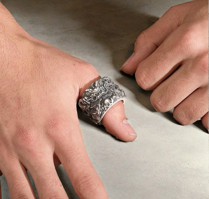 Nine Dragon Silver Ring (Item No. SR100)