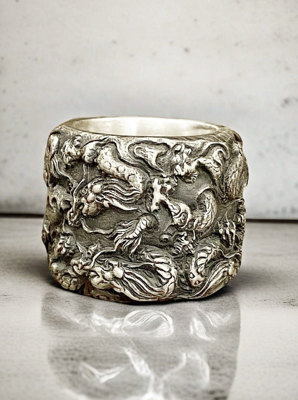 Nine Dragon Silver Ring (Item No. SR100)