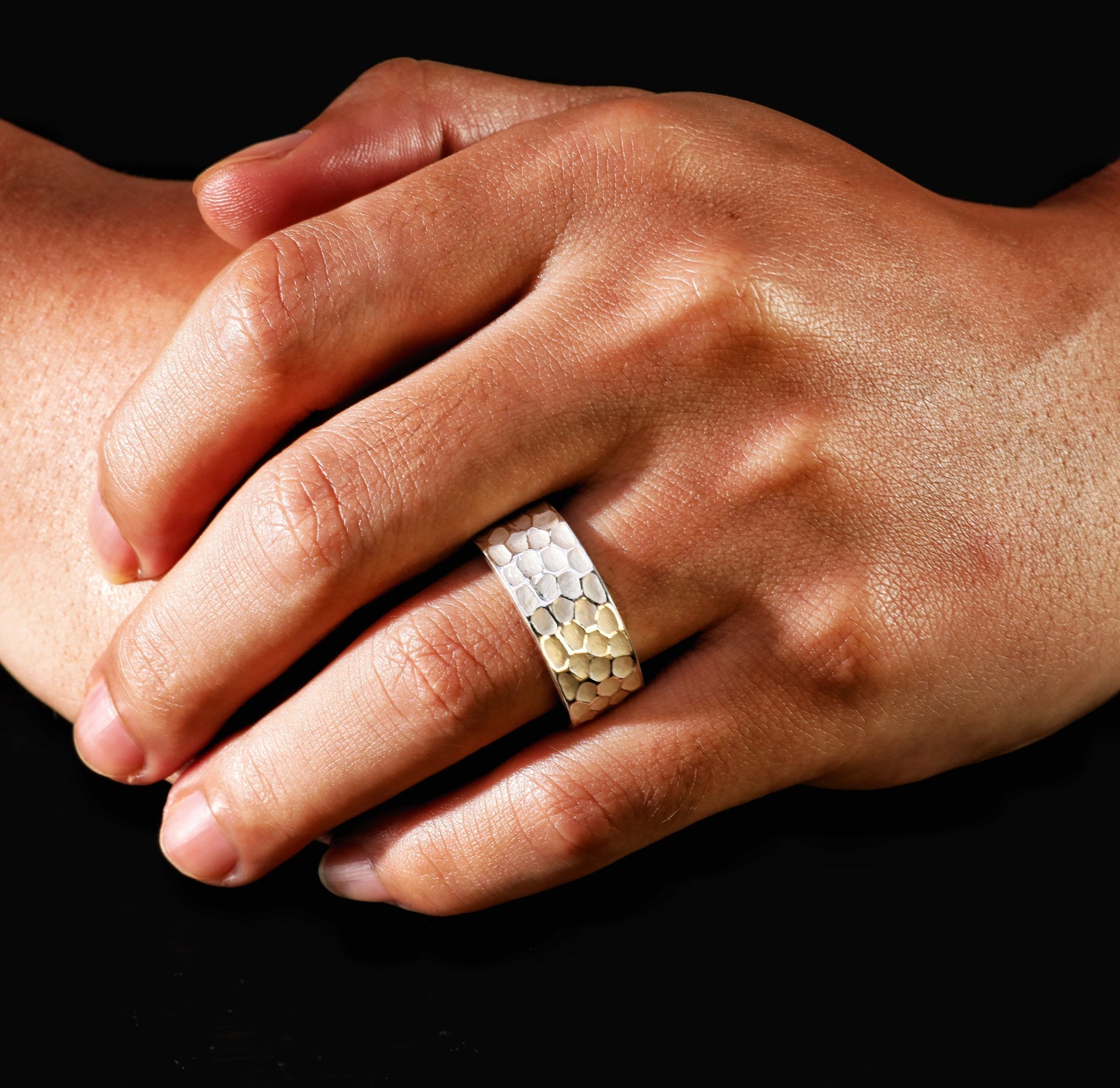 8mm Hammered Silver Ring (Item No. RS107)