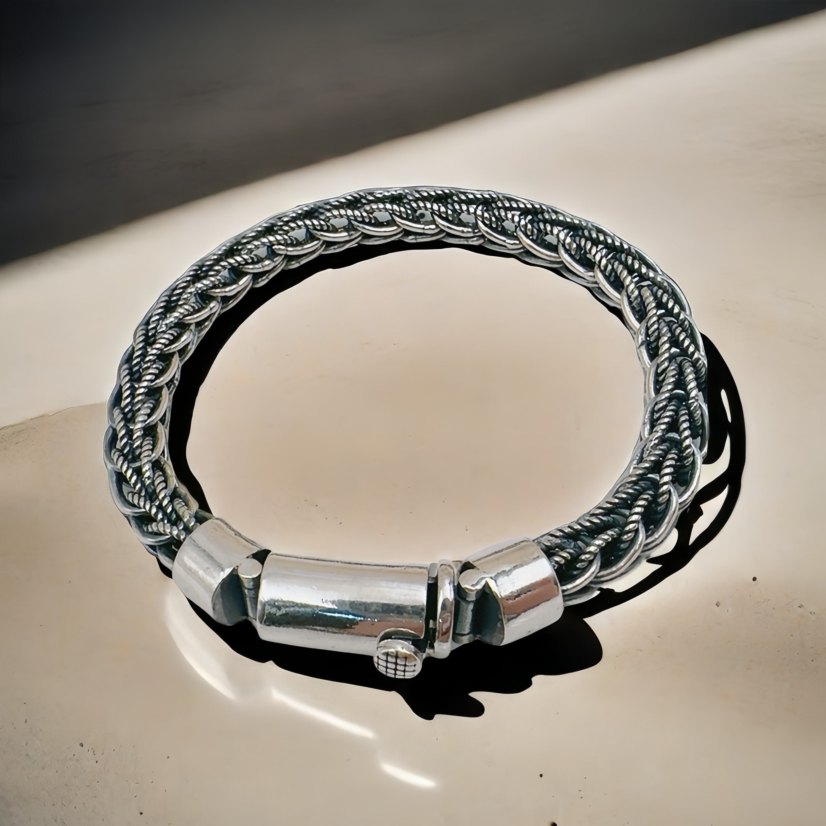 Braided Silver Bracelet (Item No.SB121）