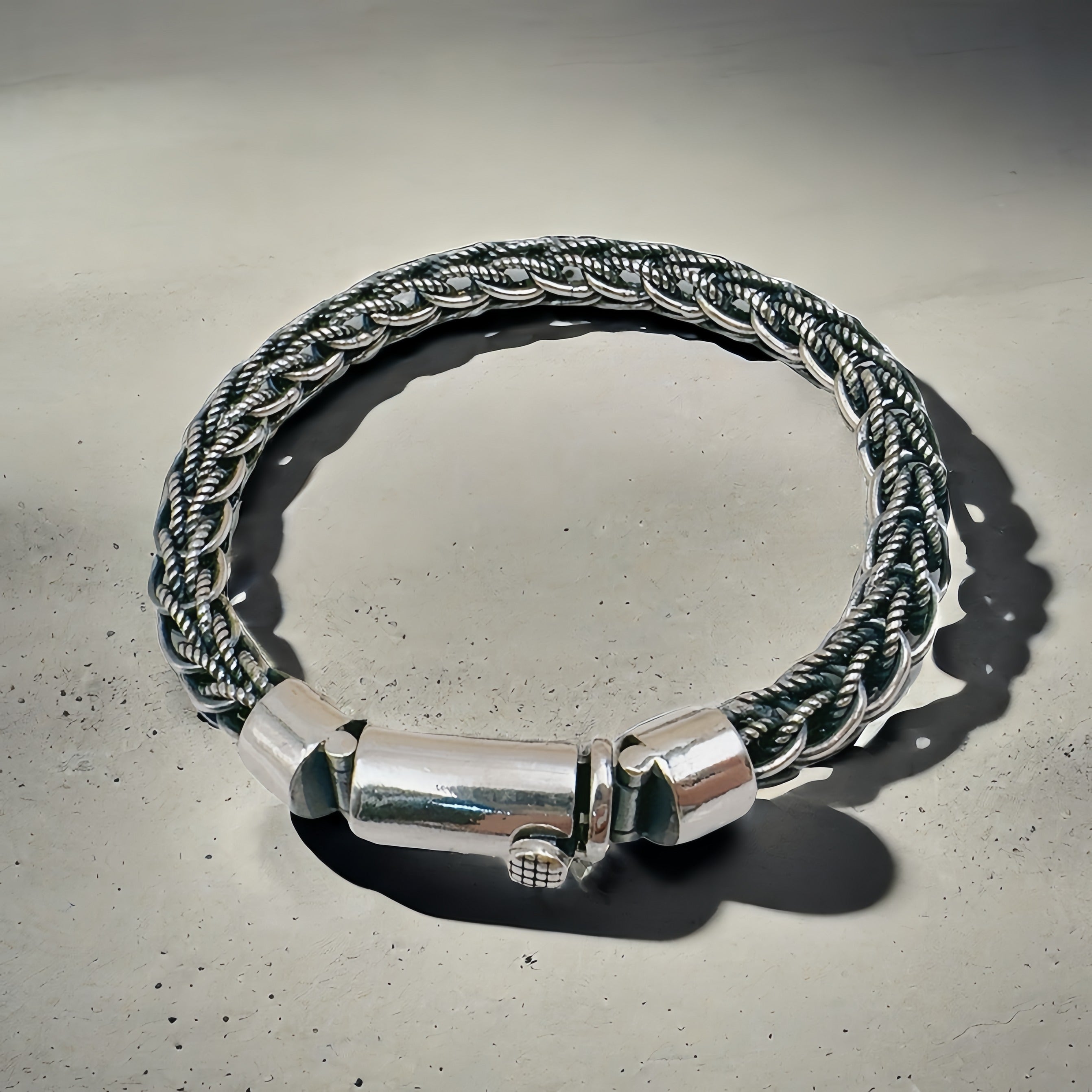 Braided Silver Bracelet (Item No.SB121）
