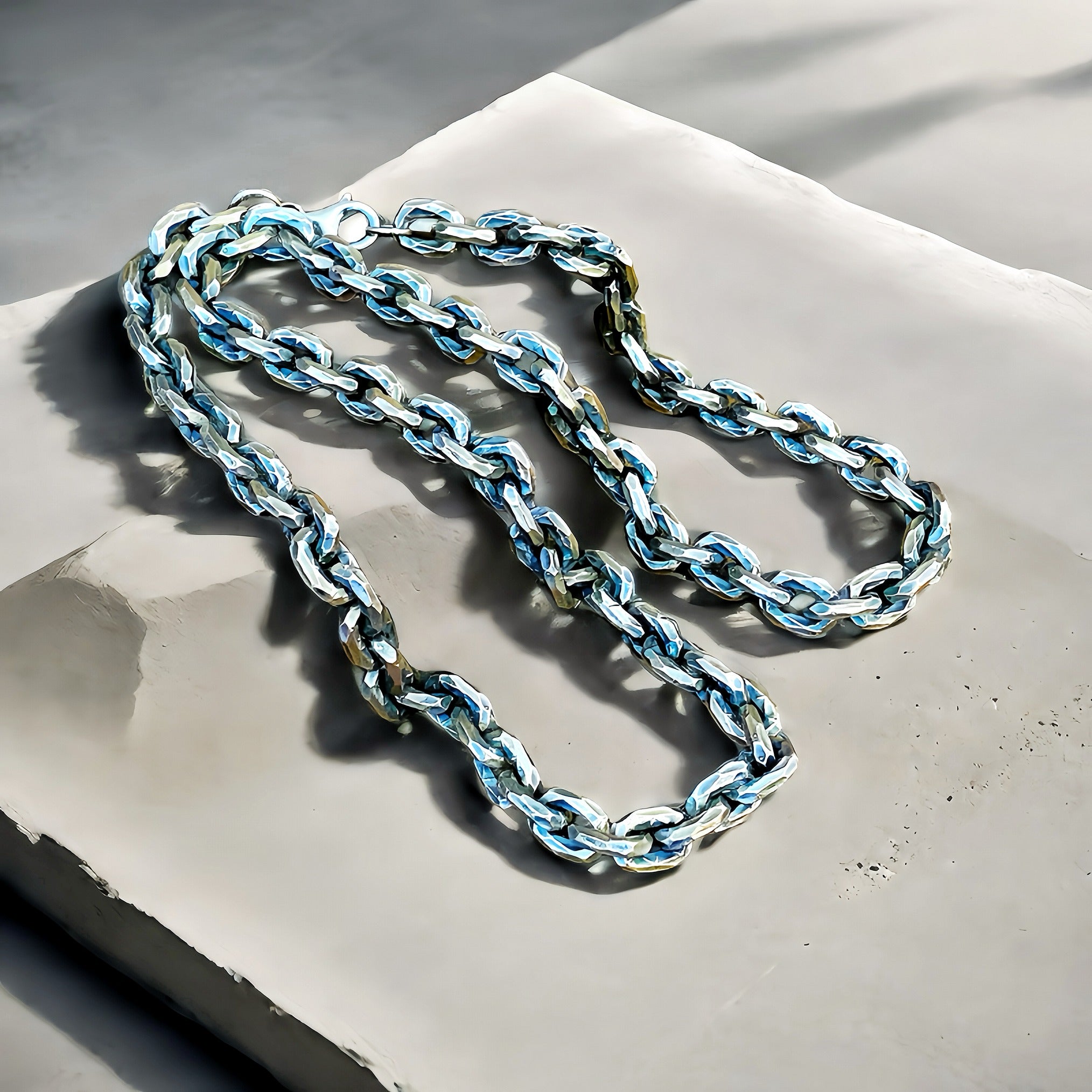 8mm Hammered Silver Necklace Chain (Item No. SN101)