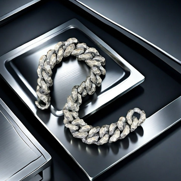 Heavy Metal Hammered Silver Bracelet (Item No.SB158)