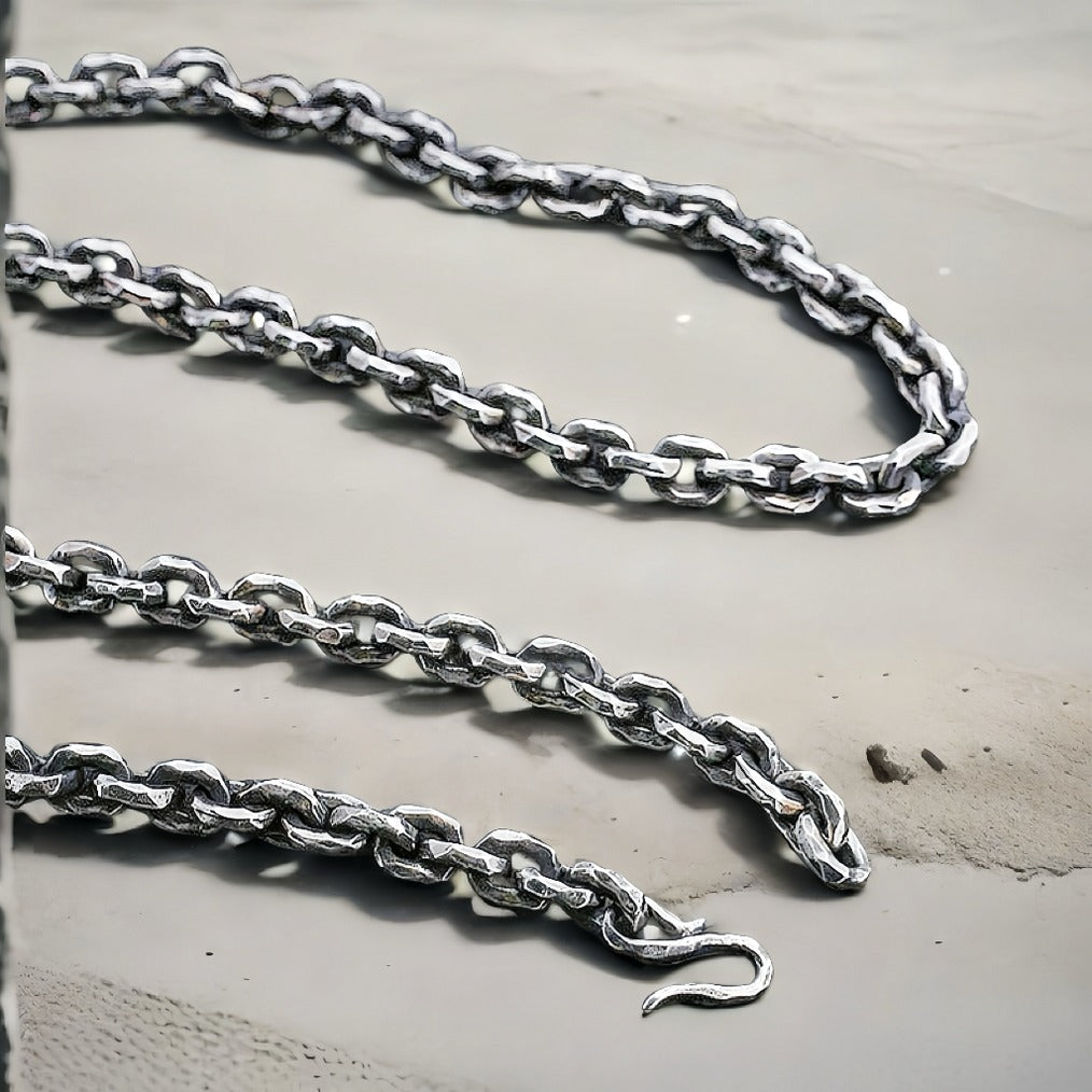 6mm Hammered Silver Necklace Chain (Item No. SN111)