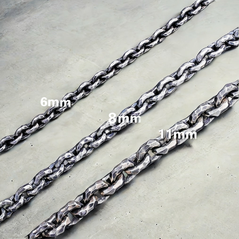 6mm Hammered Silver Necklace Chain (Item No. SN111)