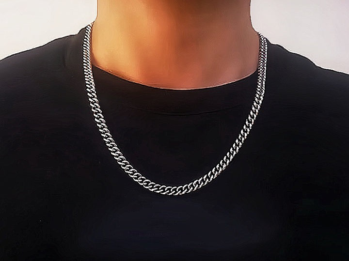 6mm Cuba Silver Necklace Chain (Item No. SN115)