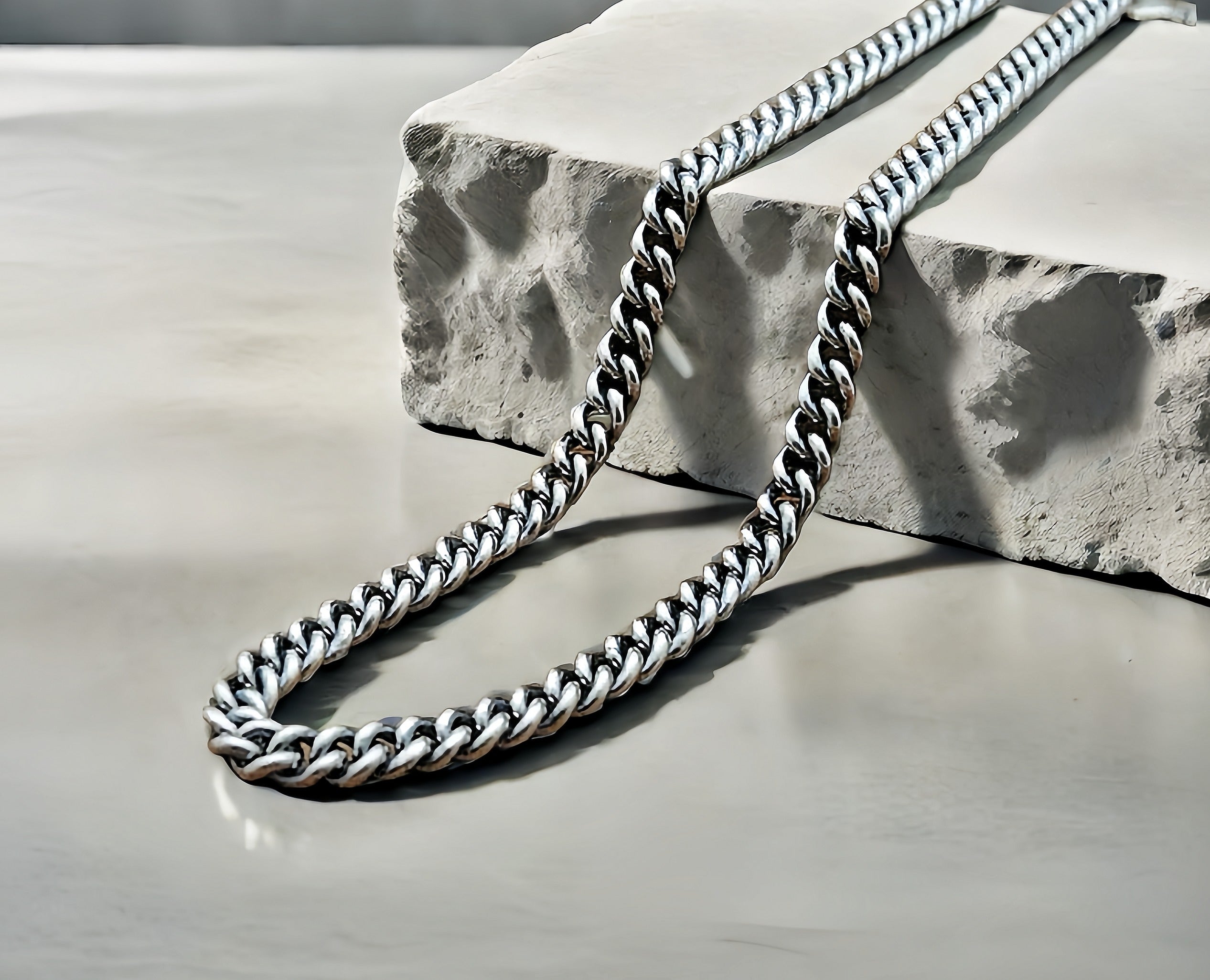 6mm Cuba Silver Necklace Chain (Item No. SN115)