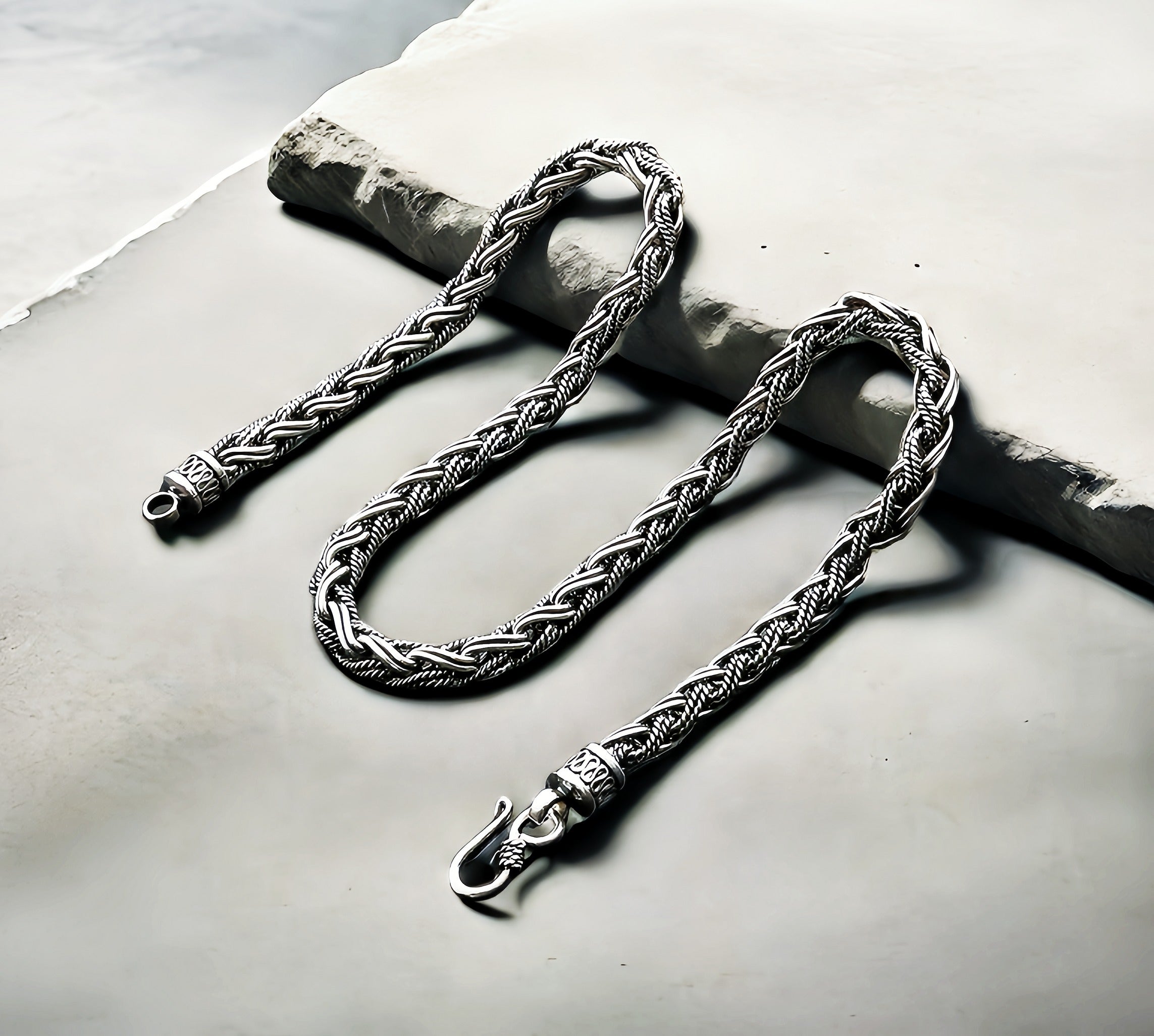 Classy Braided Silver Necklace Chain (Item No. SN113)
