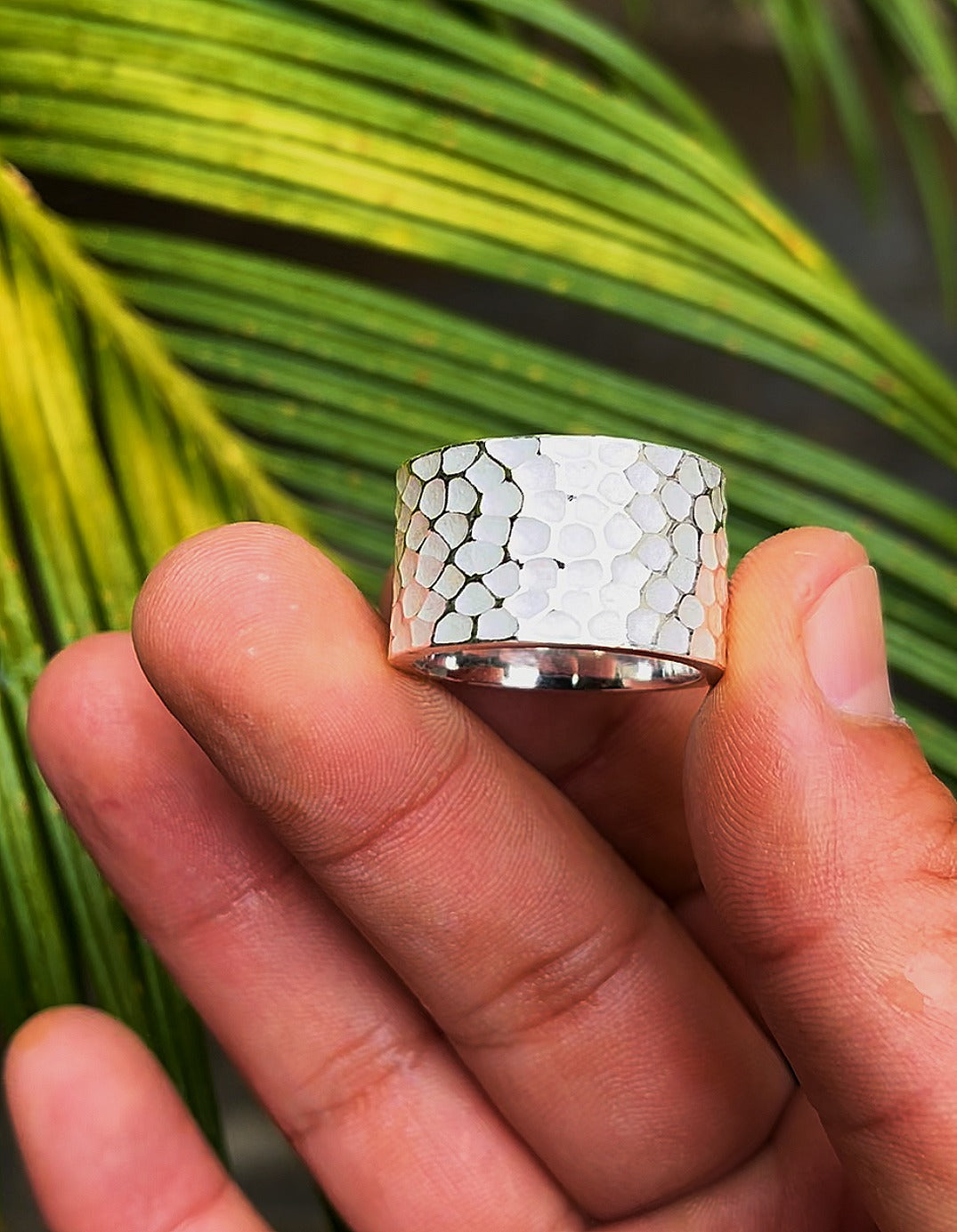 14mm Hammered Silver Ring (Item No. RS108)