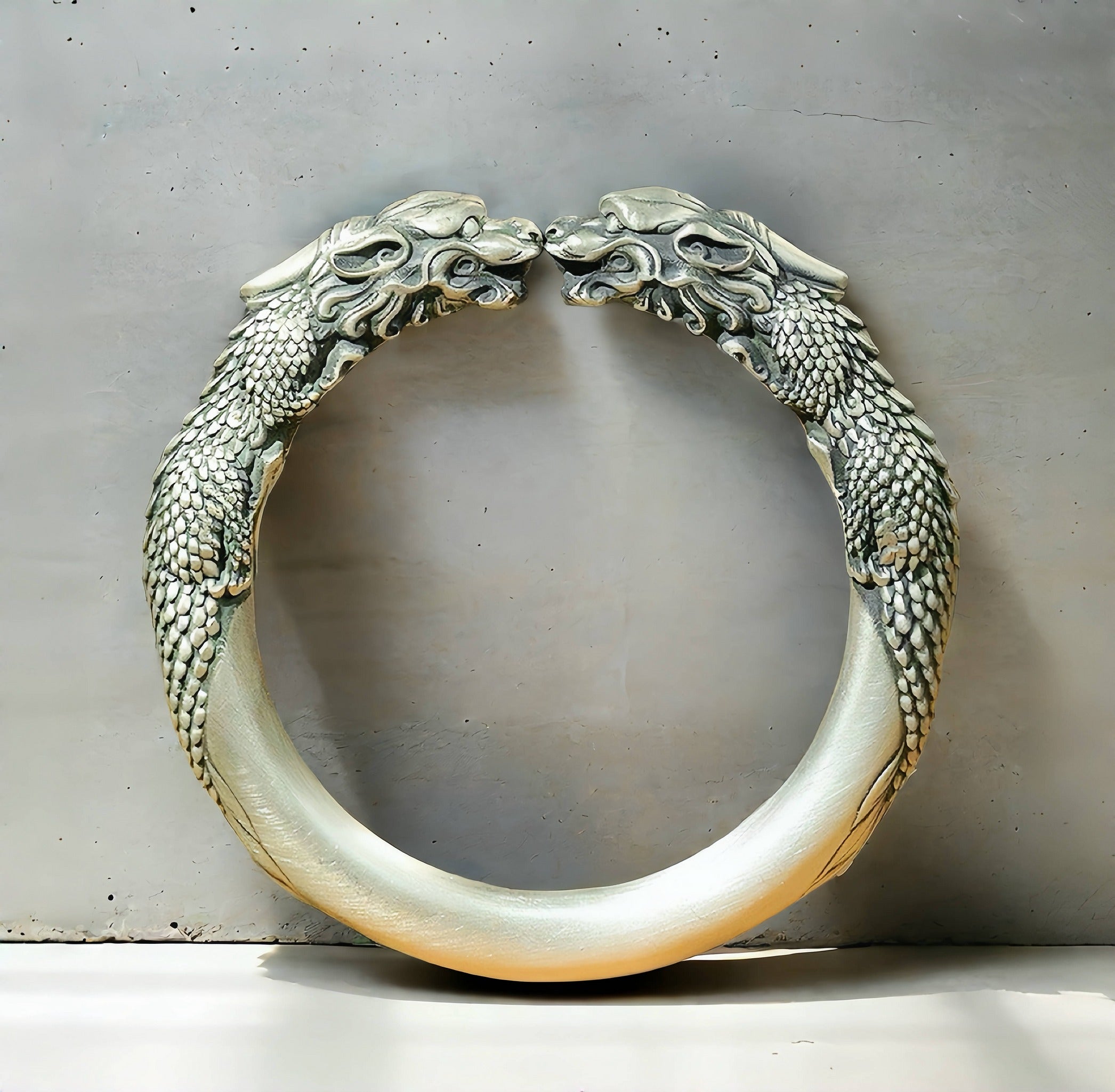 Double Dragon Silver Bangle (Item No.SB173)