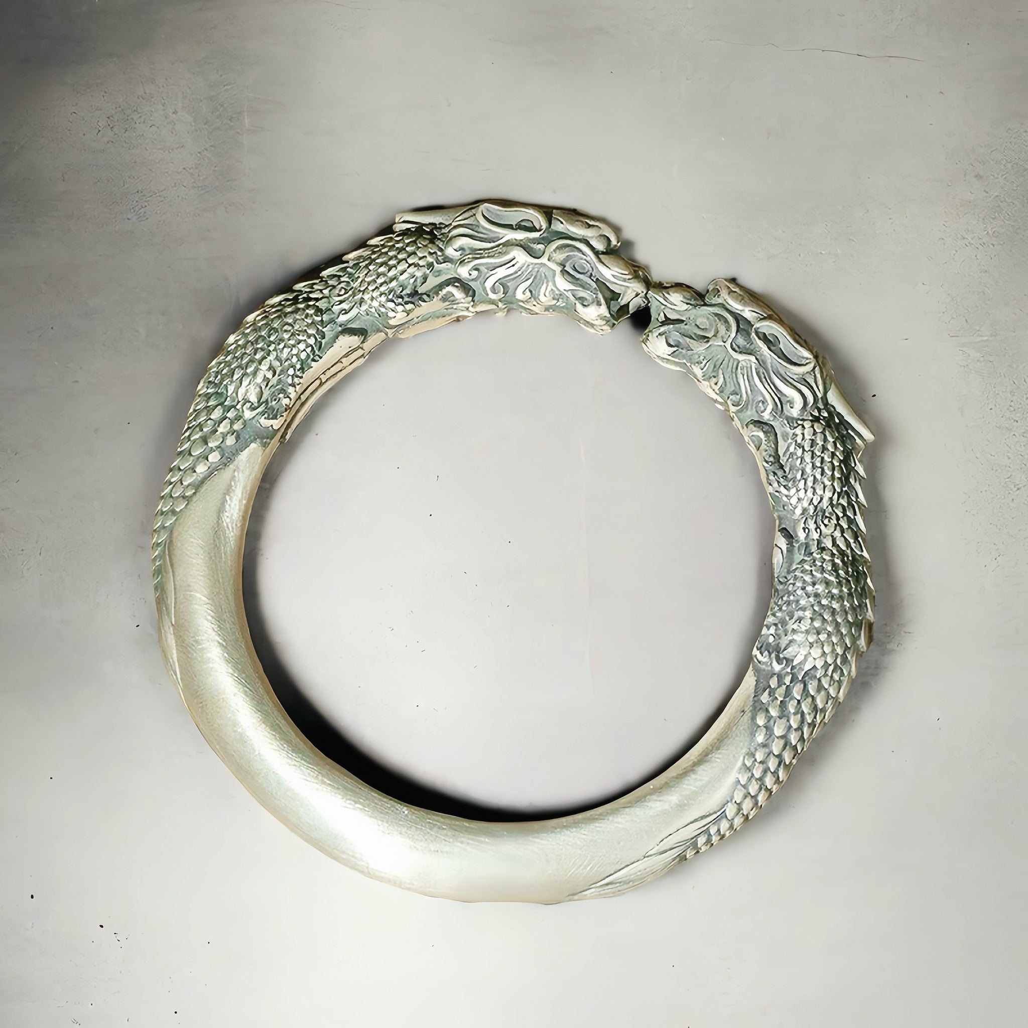 Double Dragon Silver Bangle (Item No.SB173)
