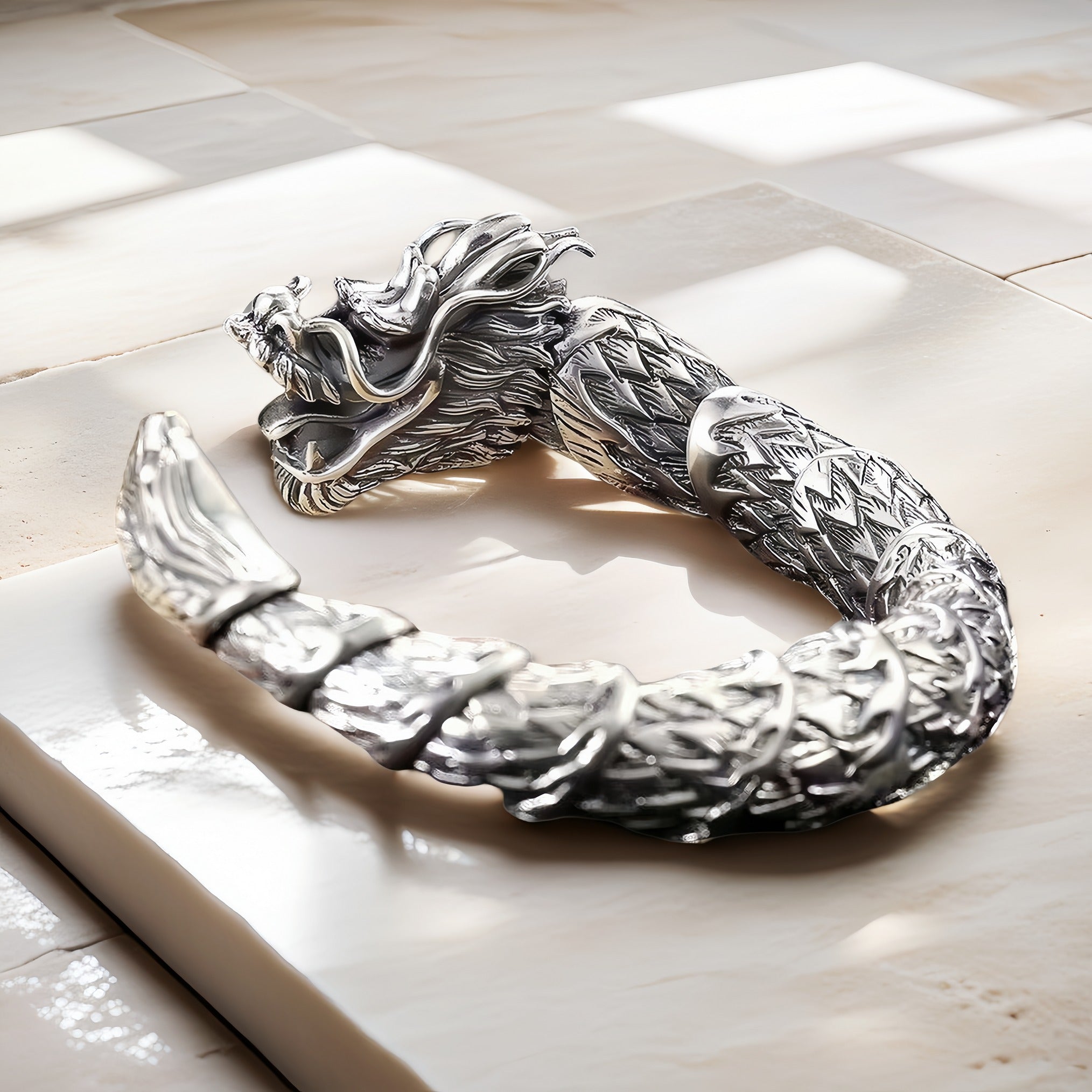 Flying Dragon Silver Bangle (Item No.SB130)