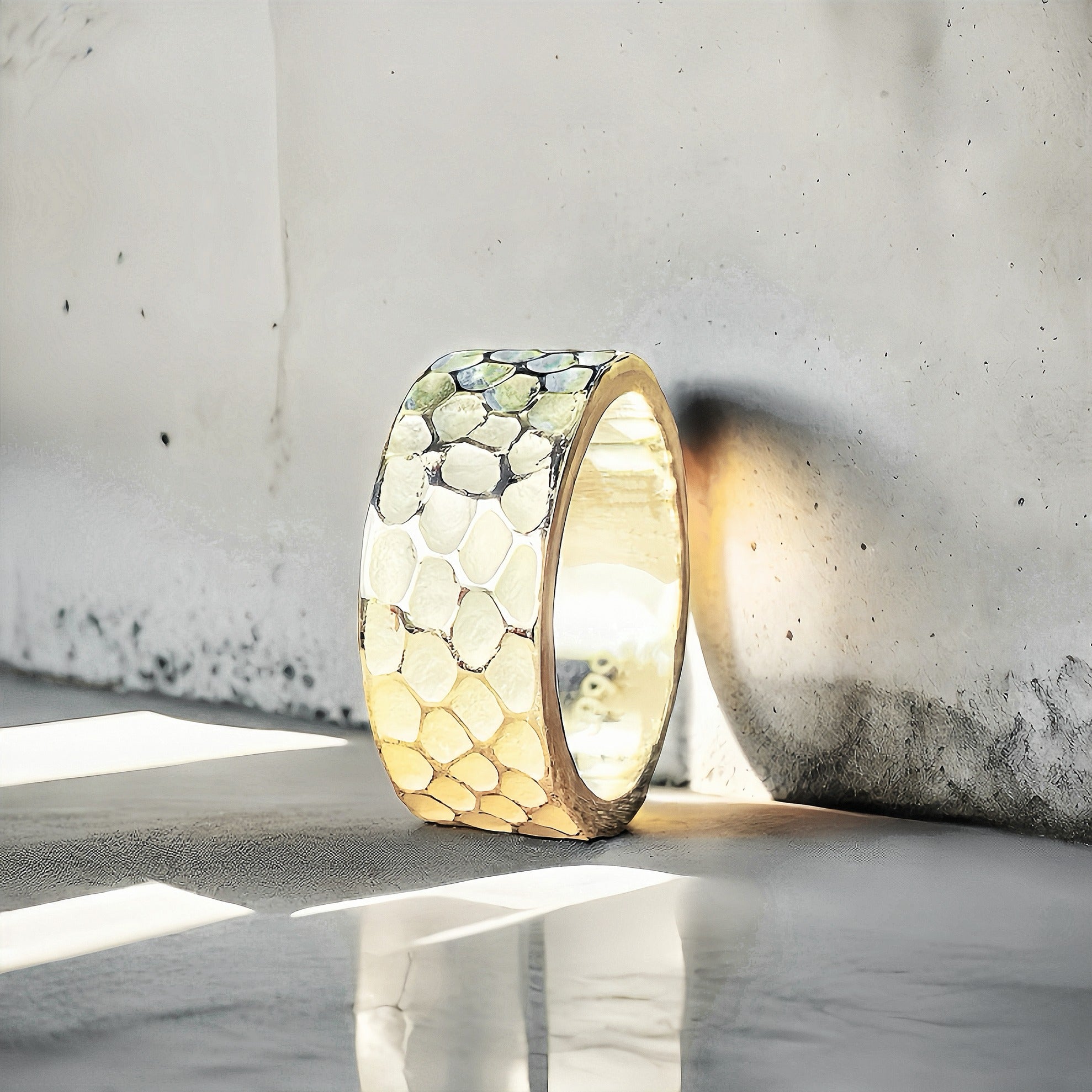 8mm Hammered Silver Ring (Item No. RS107)