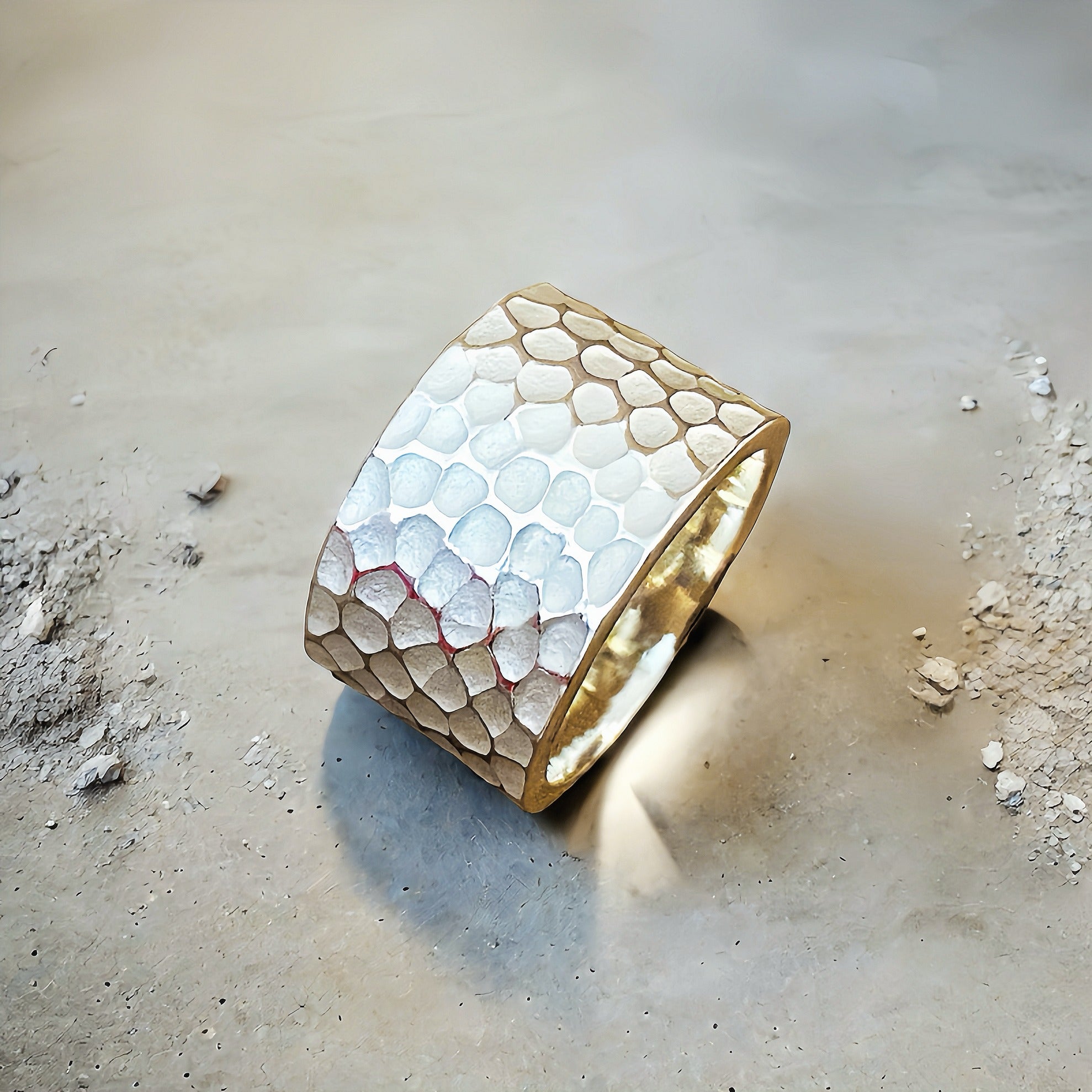 14mm Hammered Silver Ring (Item No. RS108)