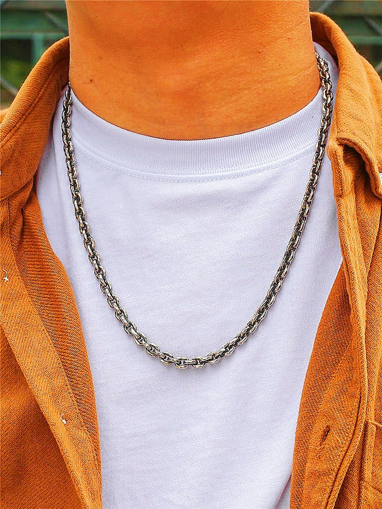 6mm Hammered Silver Necklace Chain (Item No. SN111)