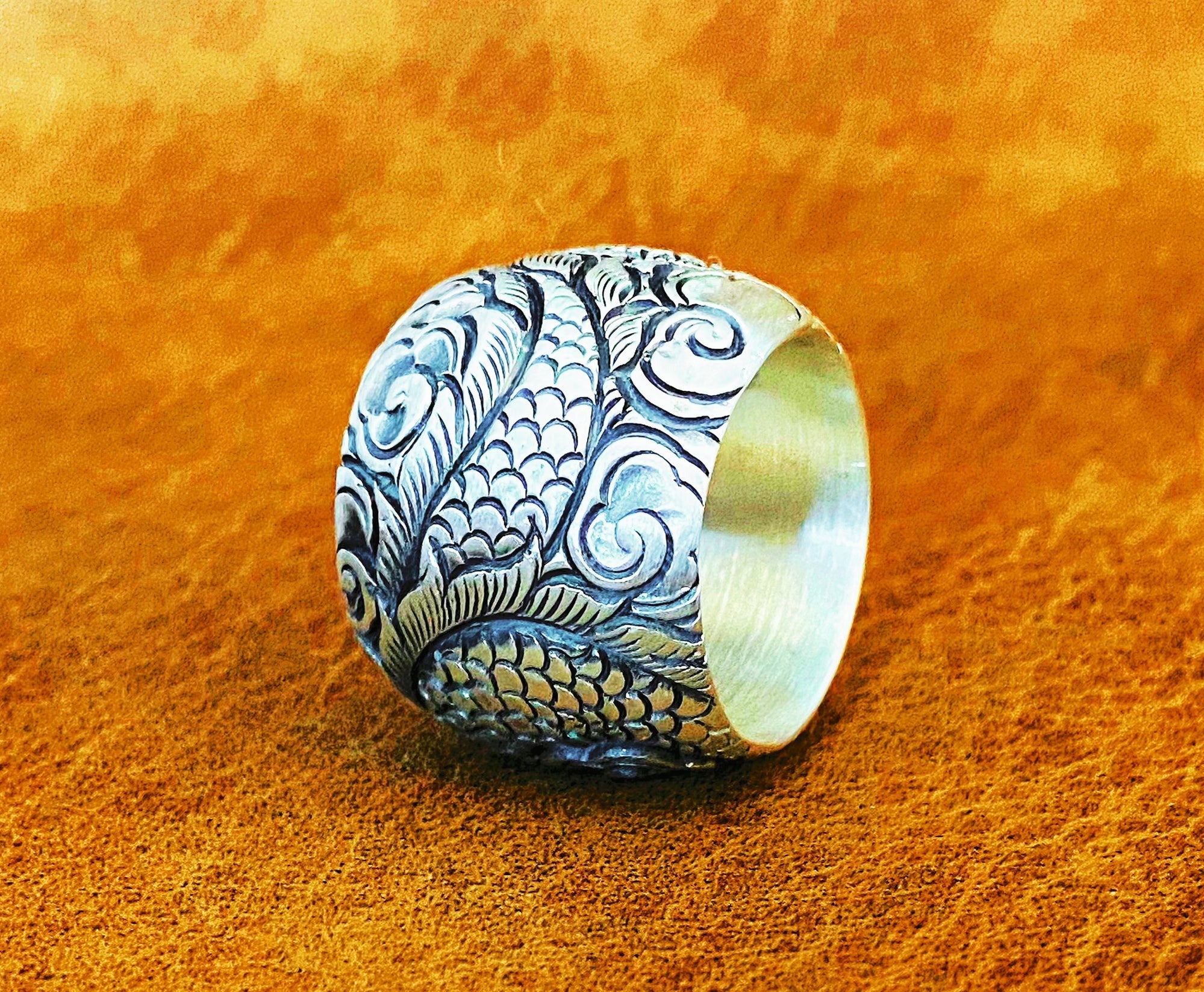 Large Dragon Silver Ring (Item No. RS116)