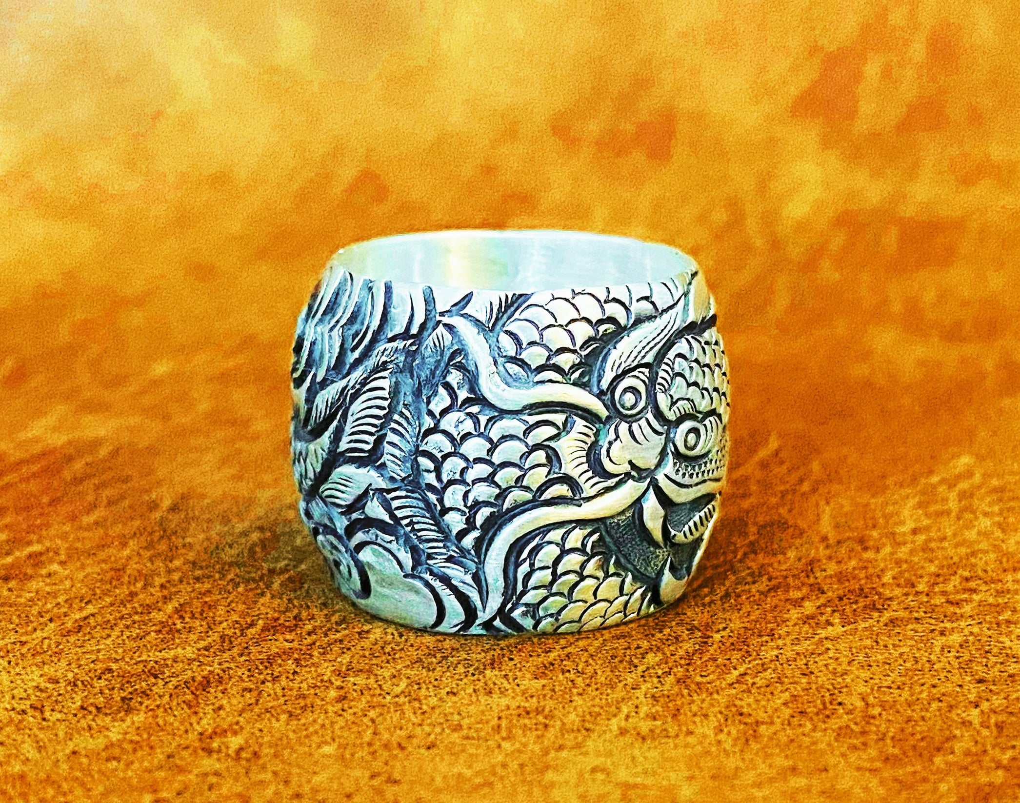 Large Dragon Silver Ring (Item No. RS116)