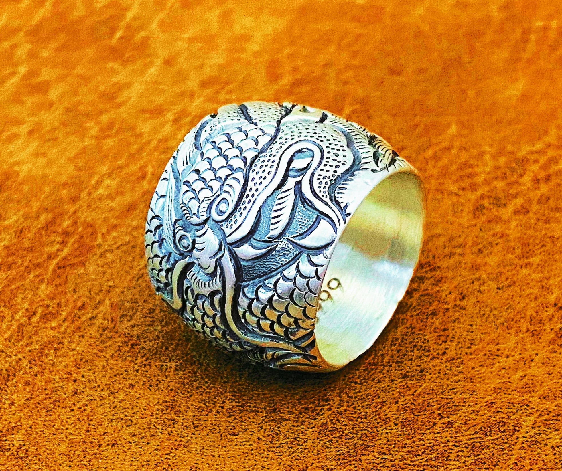 Large Dragon Silver Ring (Item No. RS116)
