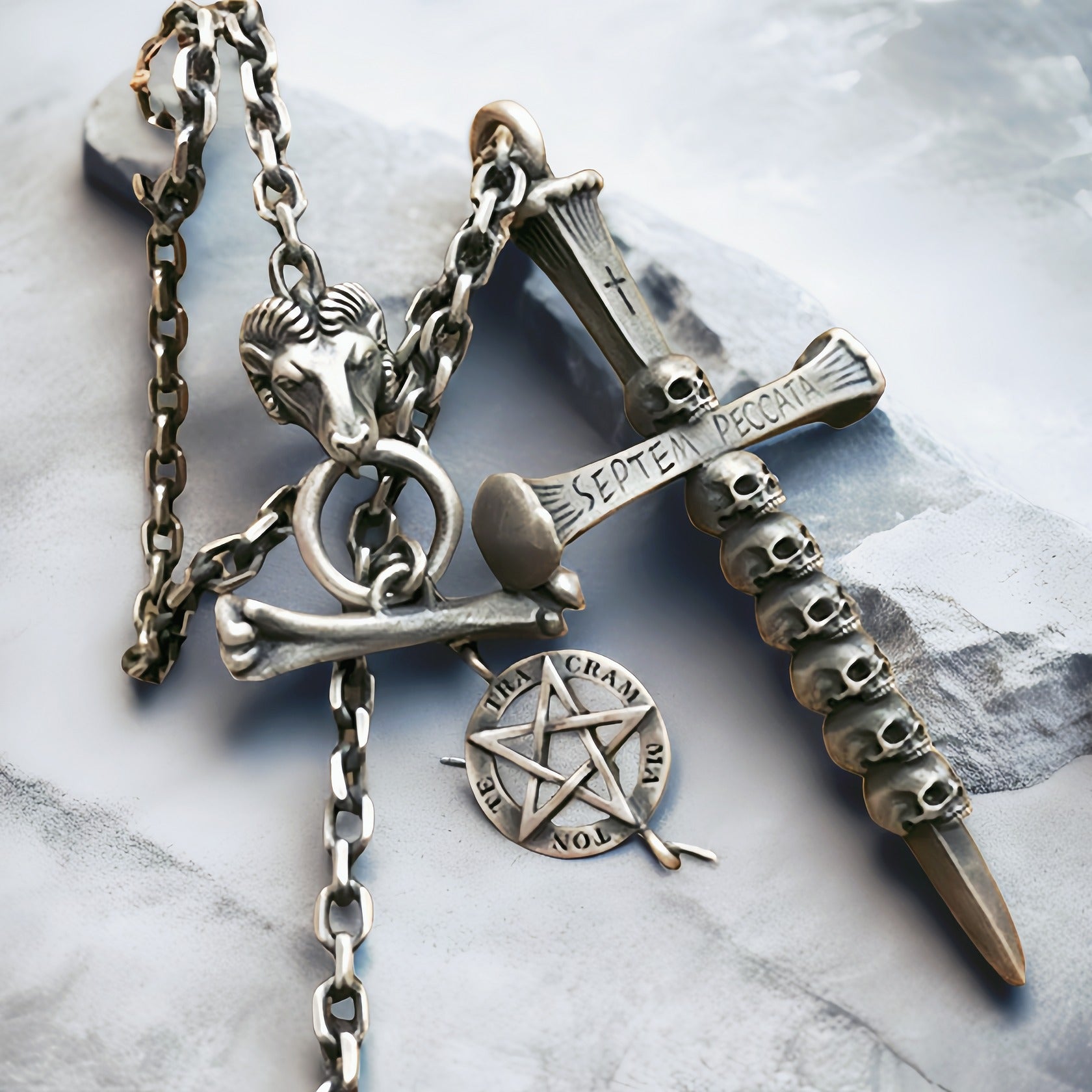Skull & Cross Silver Pendant (Item No. SP114)