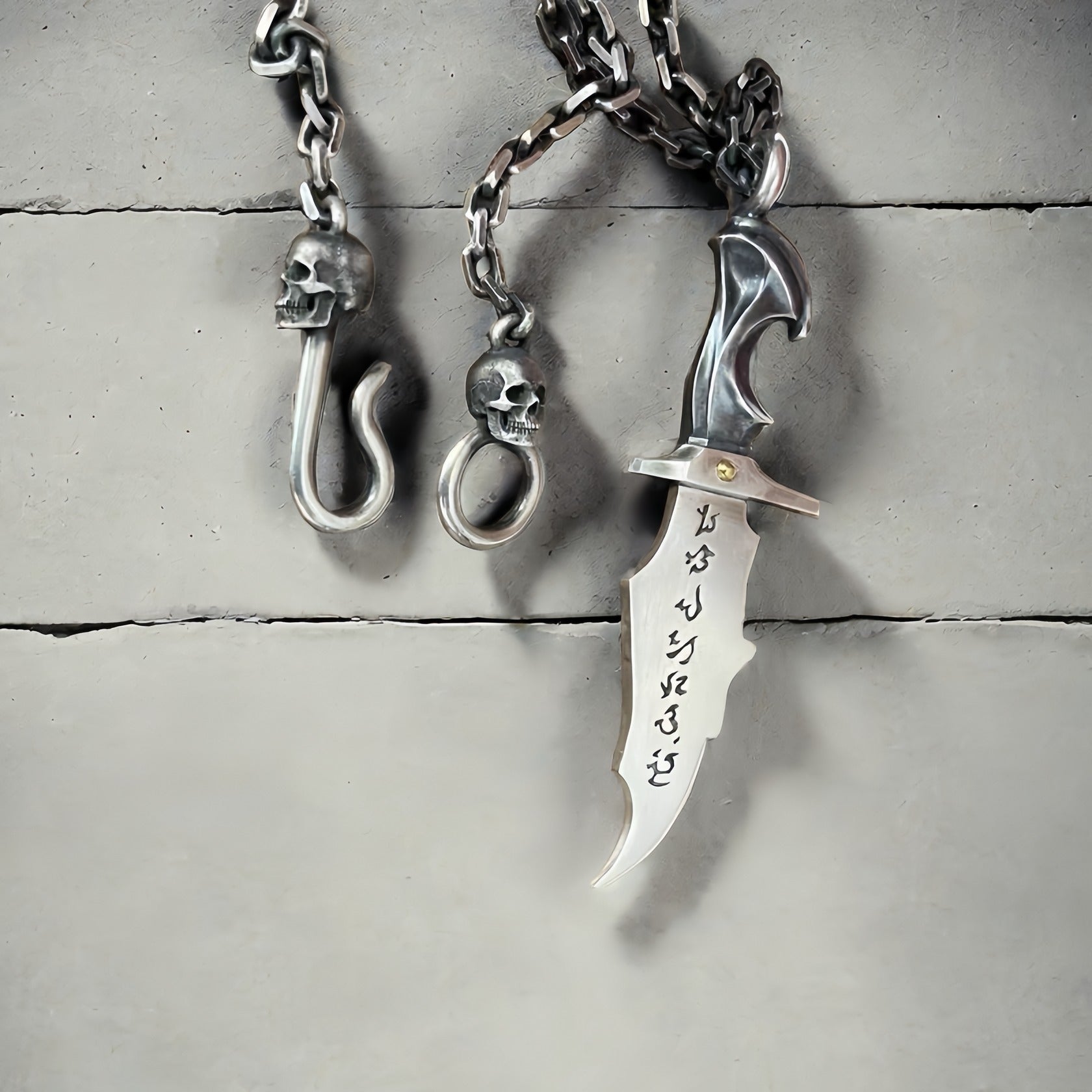 Skull & Dagger Silver Pendant (Item No. SP118)