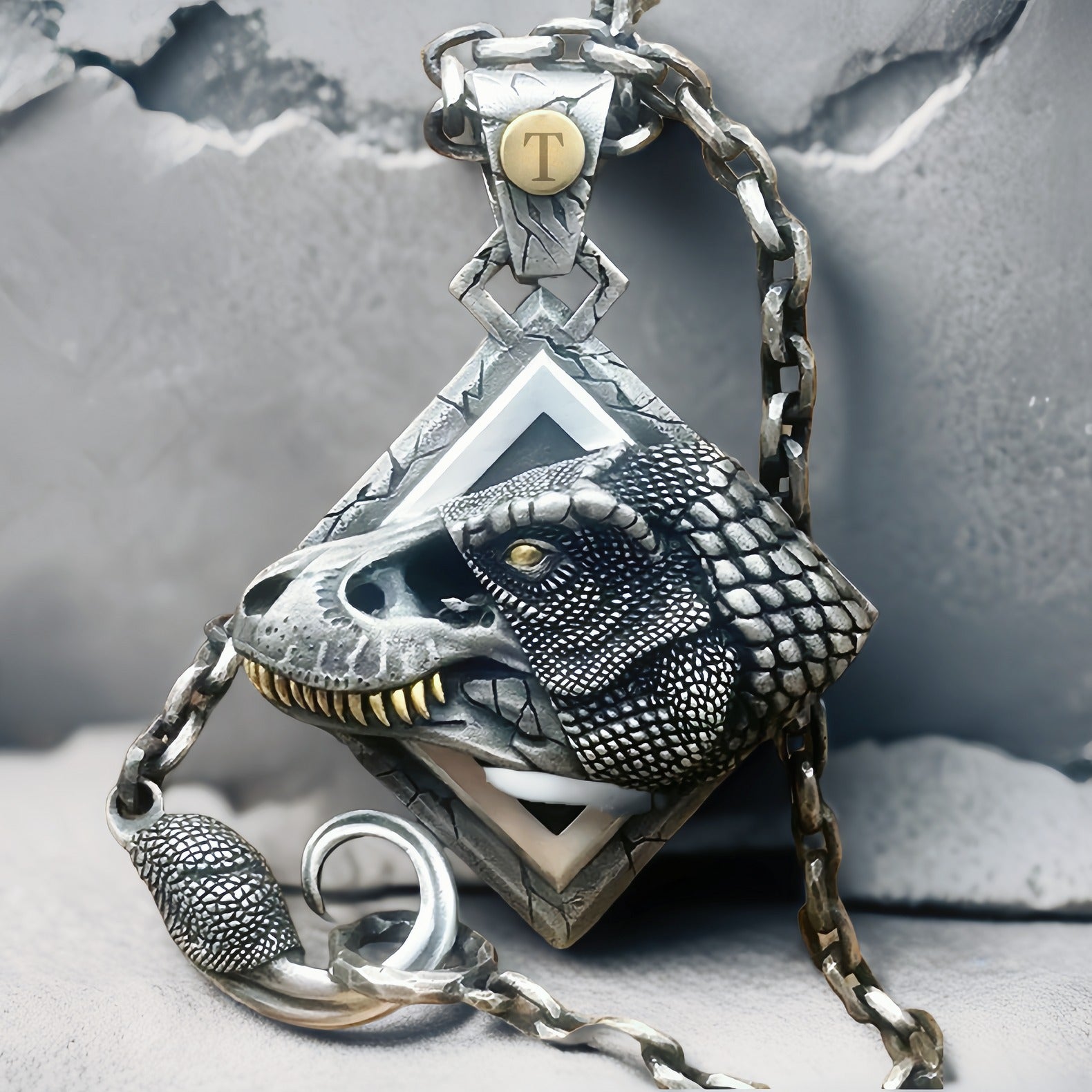 Jurassic Wolrd Silver Pendant Necklace (Item No. SP103)