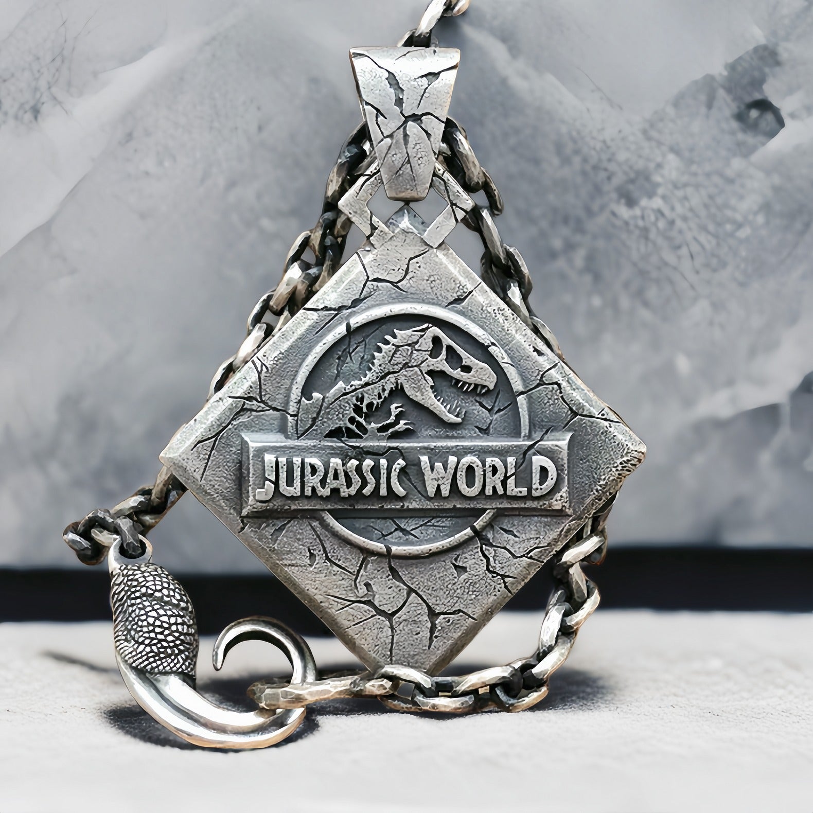 Jurassic Wolrd Silver Pendant Necklace (Item No. SP103)