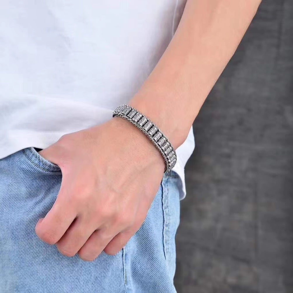 Prayer Wheel Buddha Silver Bracelet Chain (Item No.SB178)